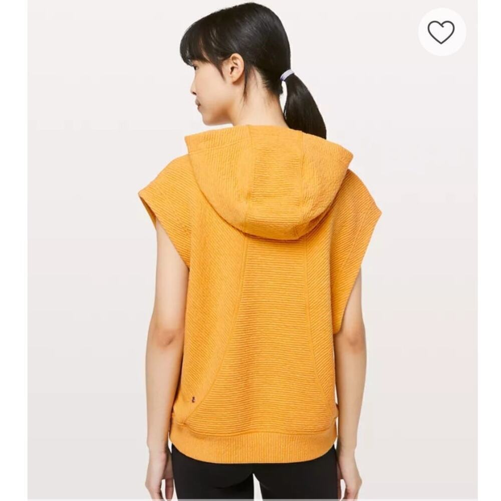 lululemon Womens Easy Going Hoodie Sleeveless Gold Hooded Size 10 Relaxed Fit - Picture 9 of 12